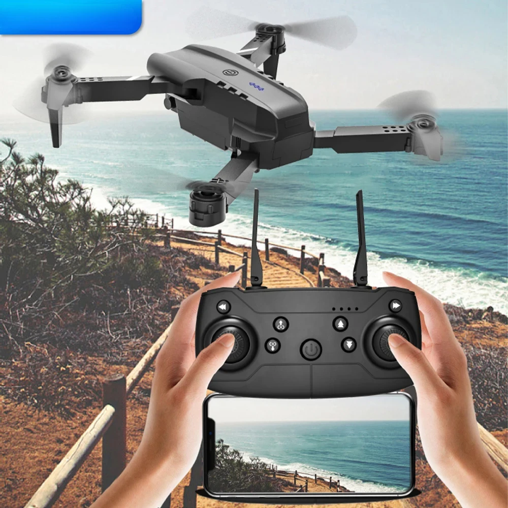 UAV E99 Dobrável com Fixação de Altitude, Controle Remoto de 4 Eixos e Fotografia HD 4K