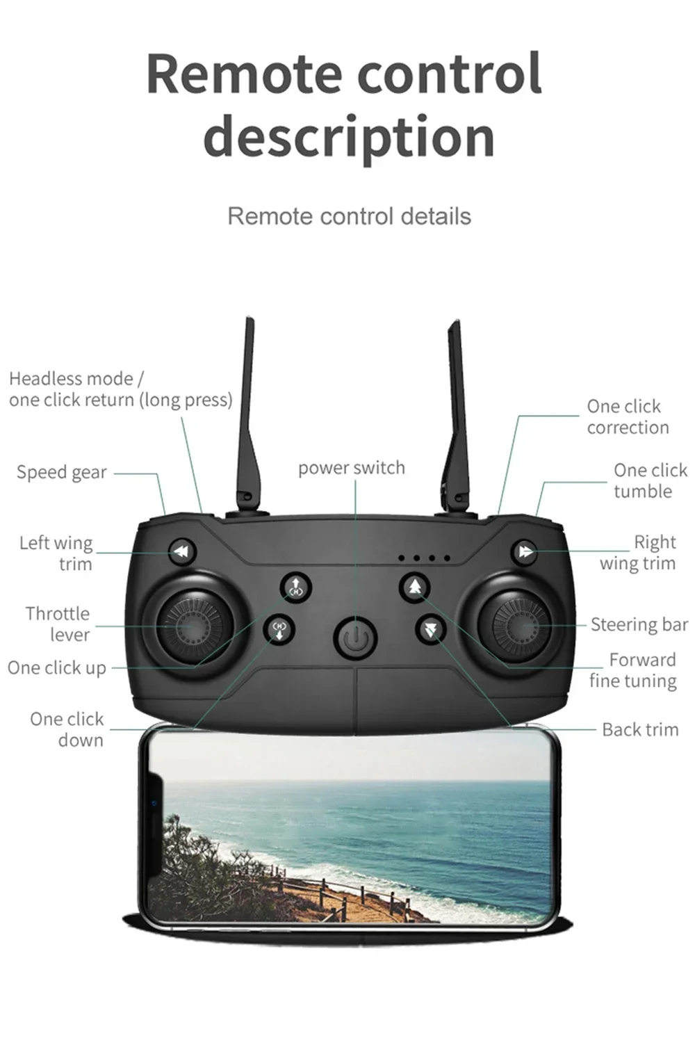 UAV E99 Dobrável com Fixação de Altitude, Controle Remoto de 4 Eixos e Fotografia HD 4K - Imagem 20