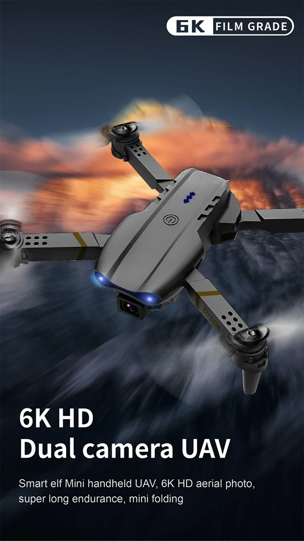 UAV E99 Dobrável com Fixação de Altitude, Controle Remoto de 4 Eixos e Fotografia HD 4K - Imagem 8