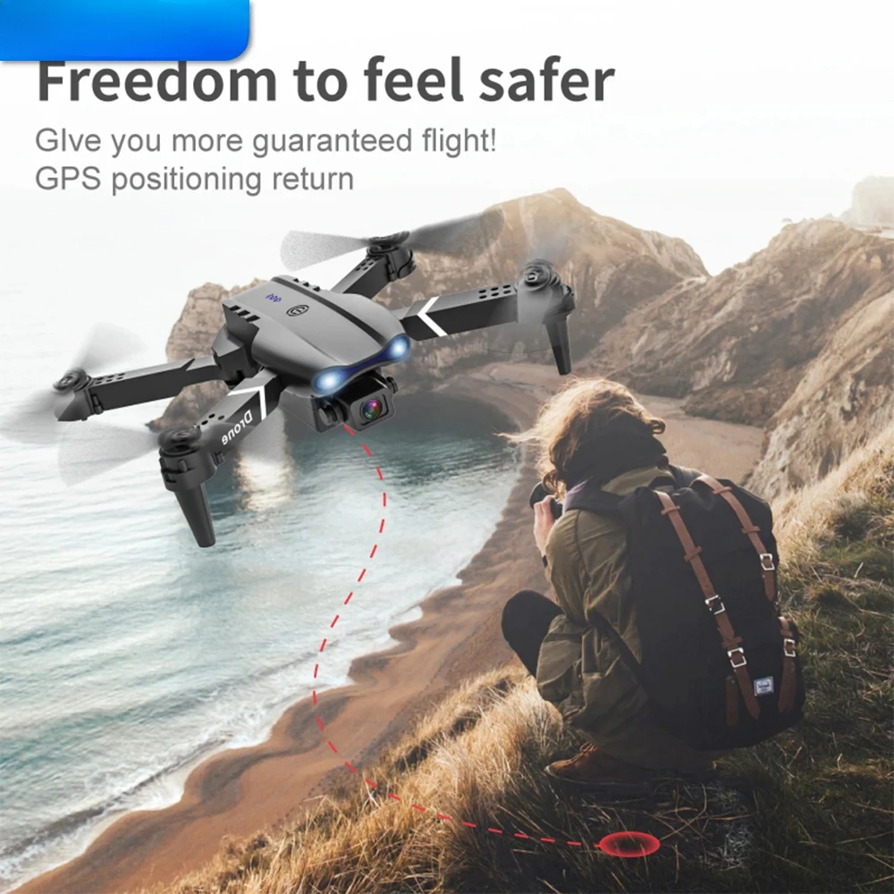 UAV E99 Dobrável com Fixação de Altitude, Controle Remoto de 4 Eixos e Fotografia HD 4K - Imagem 2