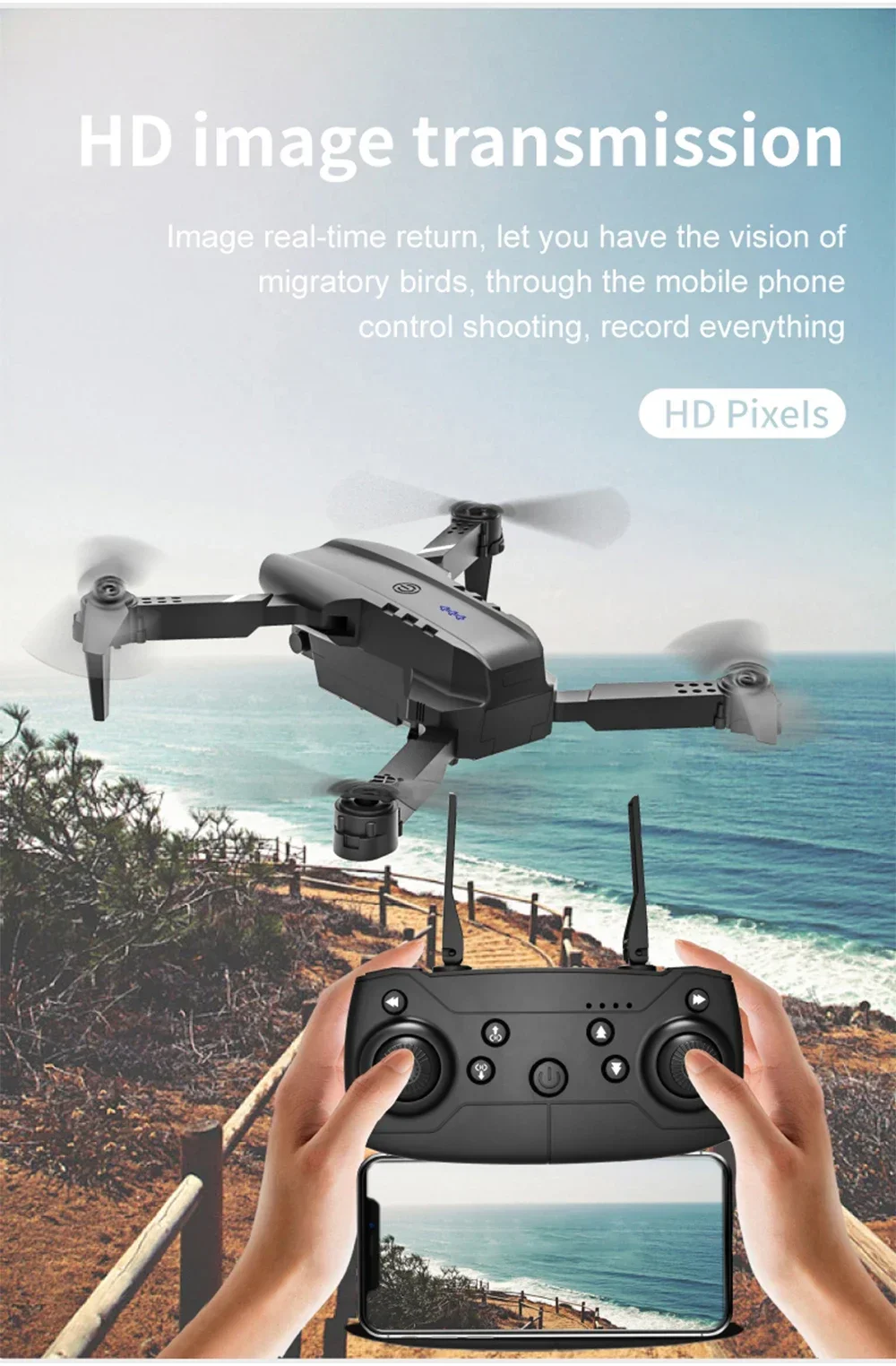 UAV E99 Dobrável com Fixação de Altitude, Controle Remoto de 4 Eixos e Fotografia HD 4K - Imagem 11