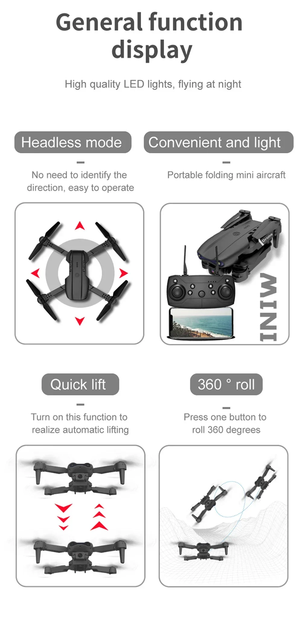 UAV E99 Dobrável com Fixação de Altitude, Controle Remoto de 4 Eixos e Fotografia HD 4K - Imagem 19
