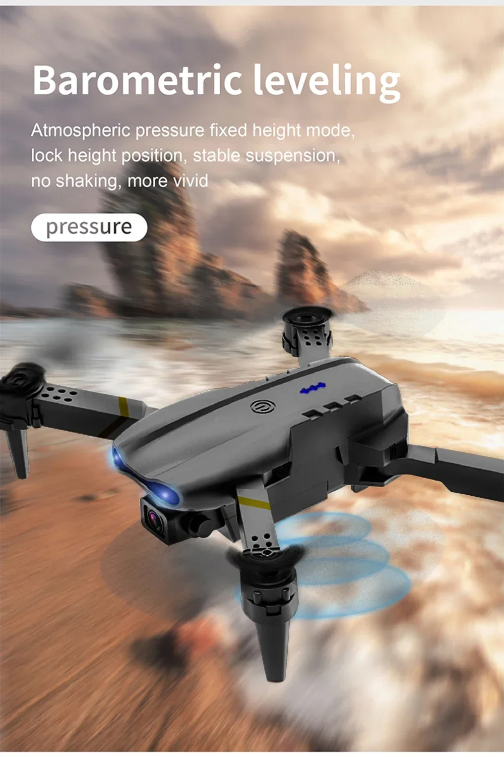 UAV E99 Dobrável com Fixação de Altitude, Controle Remoto de 4 Eixos e Fotografia HD 4K - Imagem 13